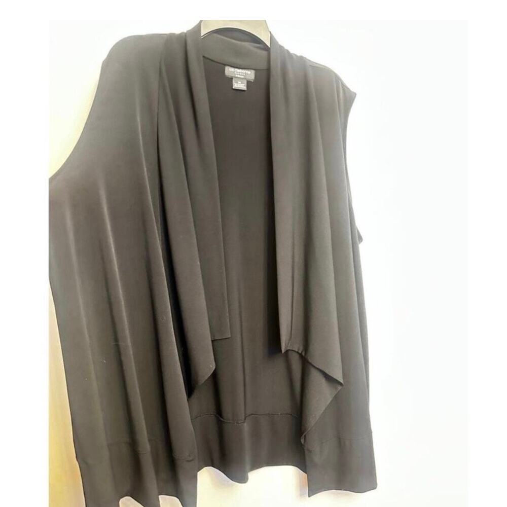Liz Claiborne Black Open Front Drape Vest Cardigan Plus Size 2X - Picture 8 of 10